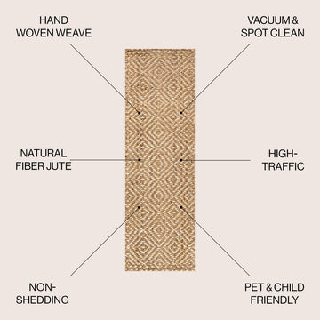 Hira Hand Woven Diamond Chunky Jute Area Rug
